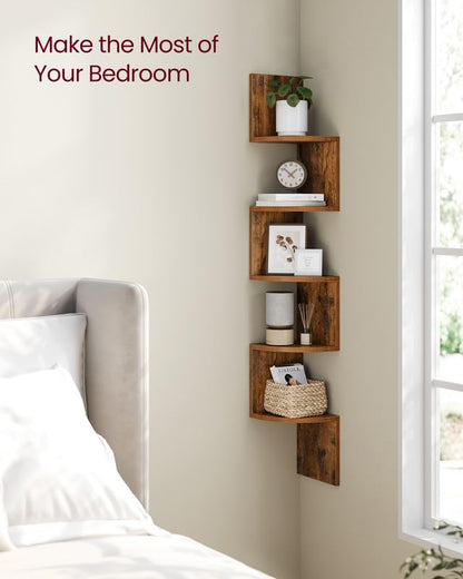 Corner Shelf Wall Mount, 5-Tier Floating Corner Bookshelf, view 6