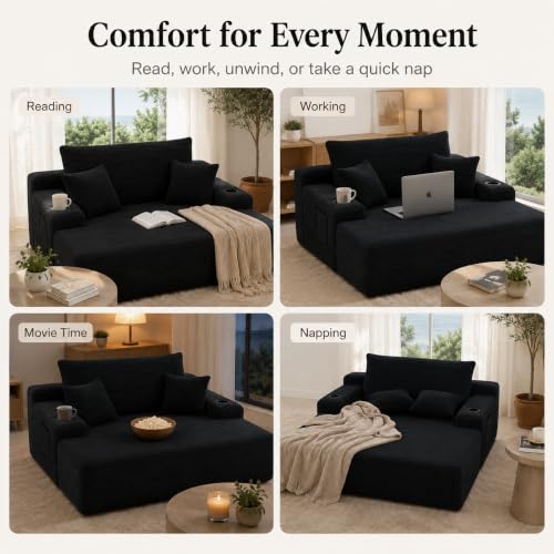 65.4" Boneless Cloud Couch Sofa, Corduroy Upholstered Loveseat in a Box, view 7