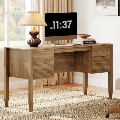 Fluted Executive Desk with Drawers, view 6