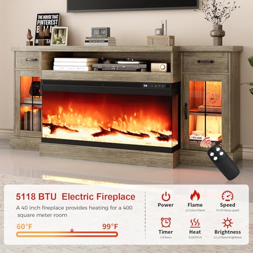 70" Fireplace TV Stand for TVs Up to 80", view 5