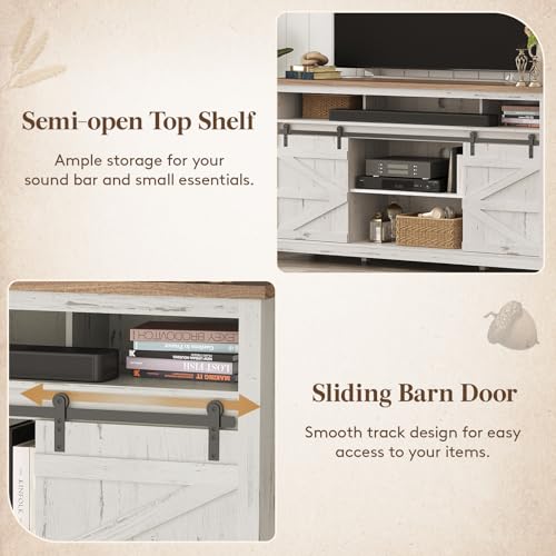 Farmhouse TV Stand for up to 65" TV, Entertainment Center with Ajustable Shelves, view 6