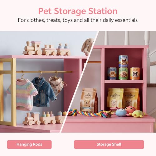 Dog Crate Furniture, Wooden Dog Kennel for Small Breed, Pink, view 7