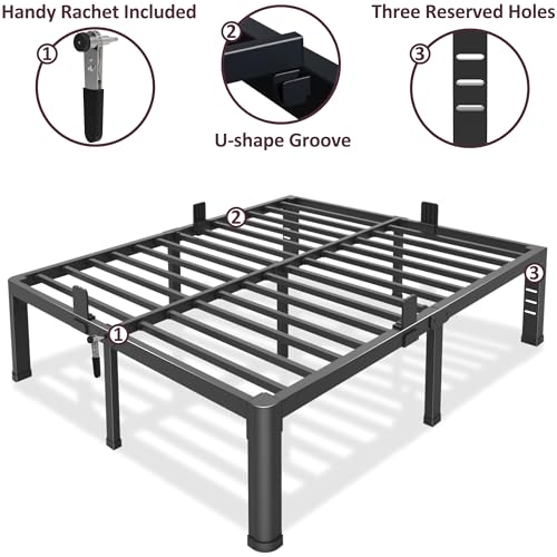 14 inch King Bed Frame Metal Platform with Round Corner Legs, view 5