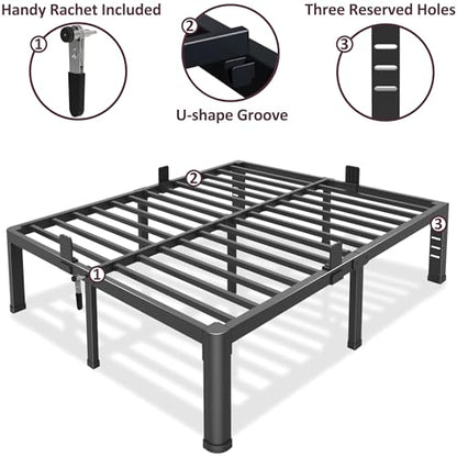 18 Inch Full Size Bed Frame Metal Platform with Round Corner Legs, view 5
