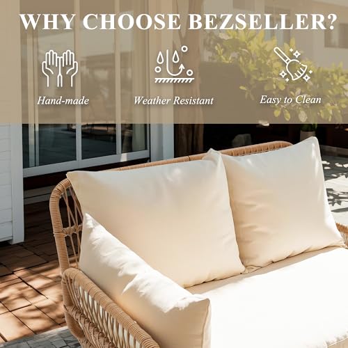 3-Piece Outdoor Patio Furniture Set, L-Shaped Rattan Sectional Sofa with Thick Cushions, Glass Coffee Table – All-Weather Conversation Set for Backyard, Porch, Poolside
