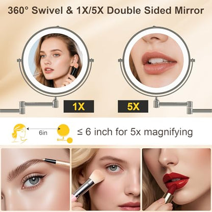 47" Vanity Desk with 5X Magnifying Mirror & 3-Color LED Light, view 6