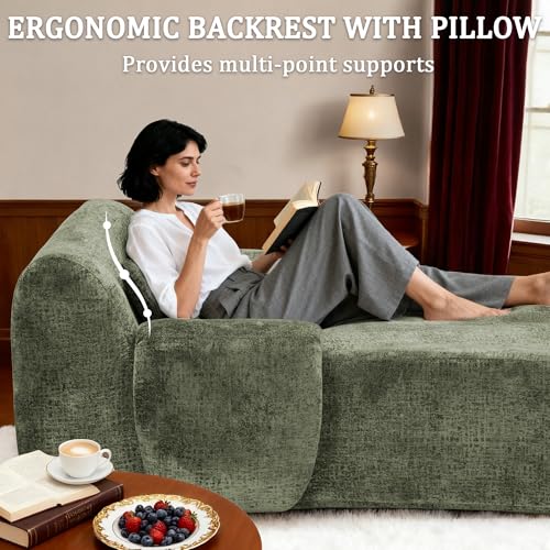 66 Inches Oversized Chaise Lounge Indoor with Lumbar Pillow, view 6