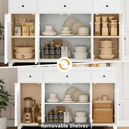55" Kitchen Buffet Cabinet with Storage, Sideboard with Drawer, White, view 8