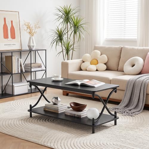 Coffee Table for Living Room with Round Corners Modern Farmhouse Center Table, view 6