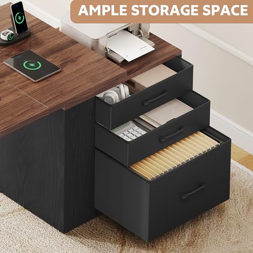 75.5'' Electric Standing Desk with Drawers Corner Desk Black, view 6
