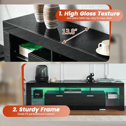 Black LED TV Stand for 75 Inch TV, view 5