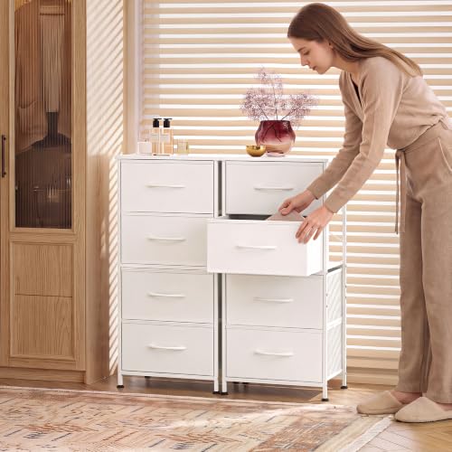 Small Dresser Nightstand for Bedroom, 4 Drawers, White, view 6