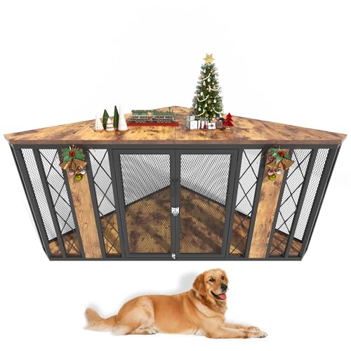 Spacesea Extra Large Corner Dog Crate Furniture, Heavy Duty Indoor Dog Kennel, view 5