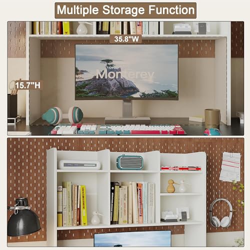 Desk Hutch Dorm, Desktop Bookshelf with 7 Shelves, view 7