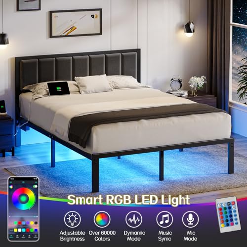 Queen Bed Frame Smart LED Charging Station, view 5