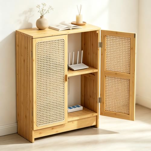 WiFi Router Storage Cabinet with Adjustable Shelves, 2-Layer Storage, view 2