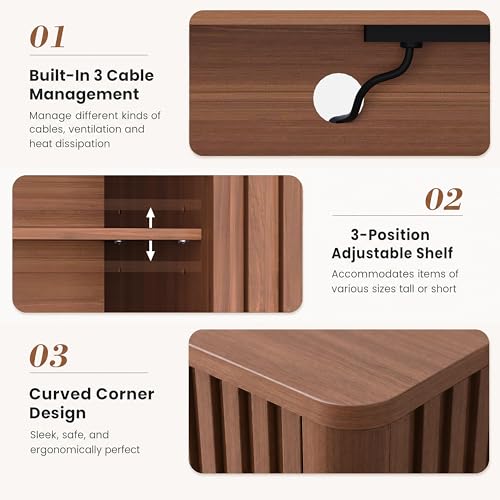 70 Inch Walnut Fluted TV Stand for 80 Inch TVs, view 6