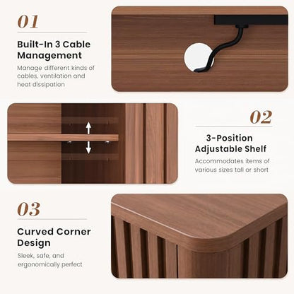 70 Inch Walnut Fluted TV Stand for 80 Inch TVs, view 6