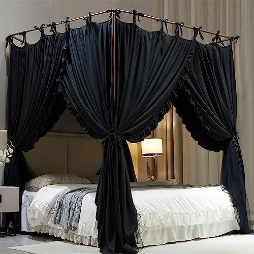 4 Corners Post Princess Curtain Bed Canopy Double Layer Cozy Mosquito Net Mesh, view 4