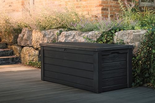 Keter Westwood Outdoor Storage Deck Box, 150 Gallon, Dark Grey, view 7
