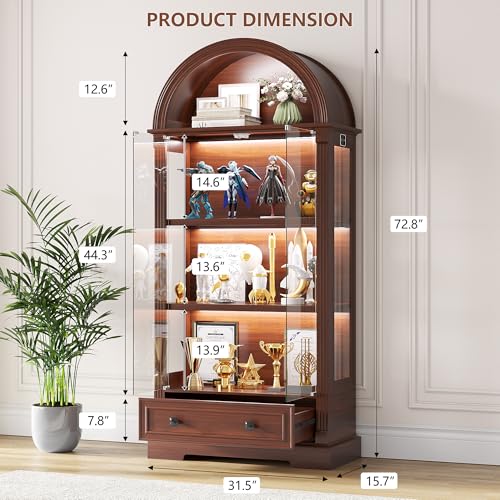 Curio Cabinet with Glass Doors & LED Lights, view 3