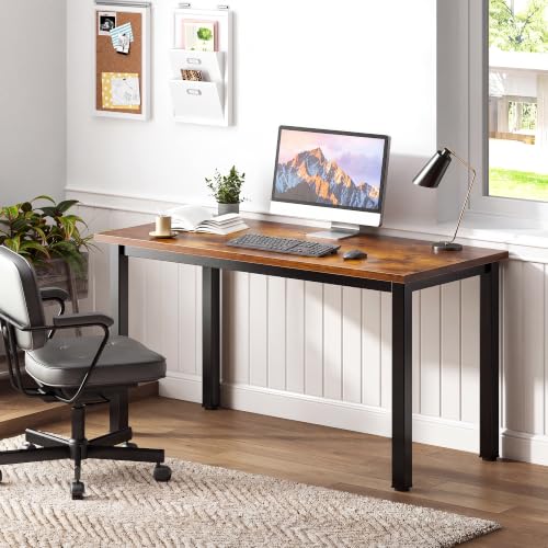 47 inch Computer Desk, Rustic Top, Black Metal Frame, Modern Simple, view 5