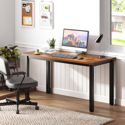 47 inch Computer Desk, Rustic Top, Black Metal Frame, Modern Simple, view 5