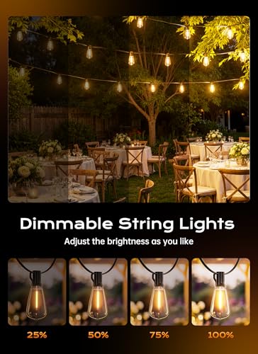 100FT Outdoor-String-Lights with Remote, Shatterproof ST38 LED Bulbs, view 3