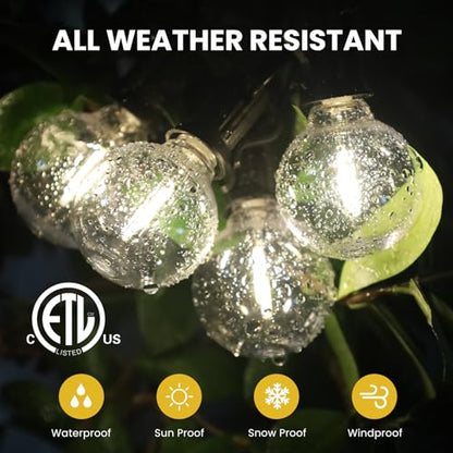 Yusist 100FT Solar String Lights Outdoor Waterproof with Remote, G40 Solar Powered String Lights with 30+2 LED Shatterproof Bulbs, Dimmable Solar Patio Hanging Lights for Outside Backyard Party
