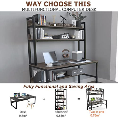 Desk with Hutch, Computer Desk with Shelves, 47 Inch, view 6