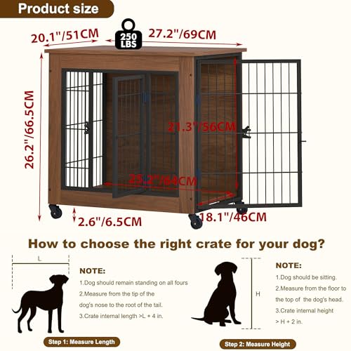Dog Crate Furniture with Wheels for Small Dogs, view 7