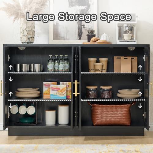 Modern Sideboard Buffet Cabinet with Storage, Black, view 4