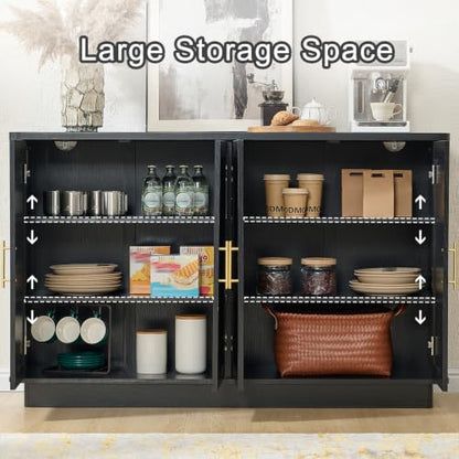 Modern Sideboard Buffet Cabinet with Storage, Black, view 4