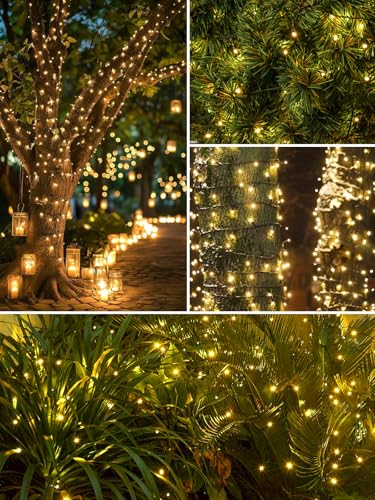 Solar String Lights Outdoor 2 Pack 200 LED 66FT Christmas Lights Warm White, view 4