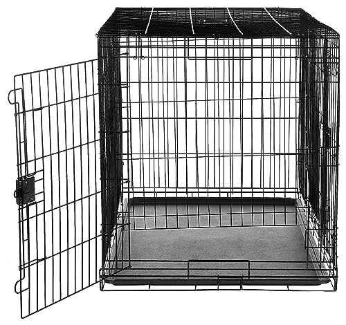 Portable Metal Wire Dog Crate for Large Dogs, Double Door with Removable Tray, view 4