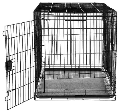 Portable Metal Wire Dog Crate for Large Dogs, Double Door with Removable Tray, view 4