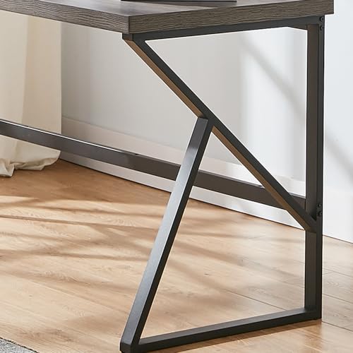 Home Office Desk, Industrial Metal Wood Computer Desk, Gray Oak 47 Inch, view 6