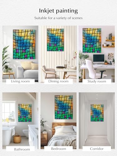 NuYeBiofx Abstract Glass Mosaic Pattern Canvas Wall Art Prints,48"x32" Framed Picture Artwork Modern Aesthetic Art Printed Canvas Oil Painting for Living Room Bedroom Office,Ready to Hang