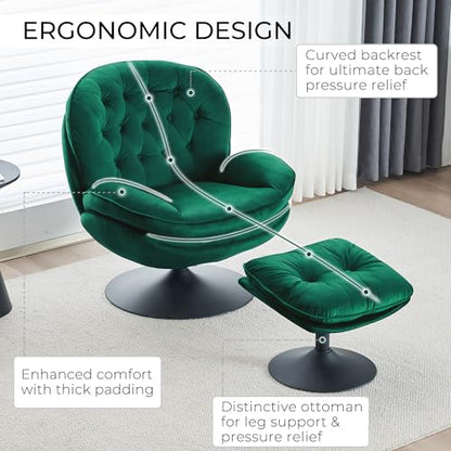 Velvet Swivel Accent Chair with Ottoman Set, view 6