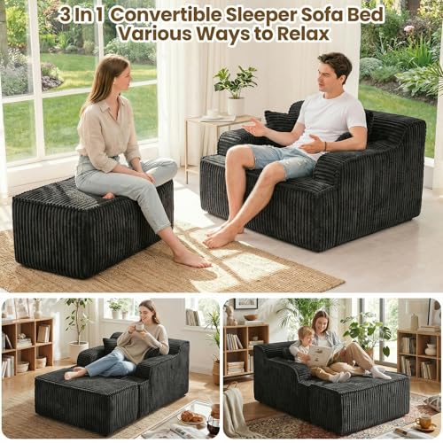 Chaise Lounge Chair Indoor, Boneless Chair with Ottoman, view 4