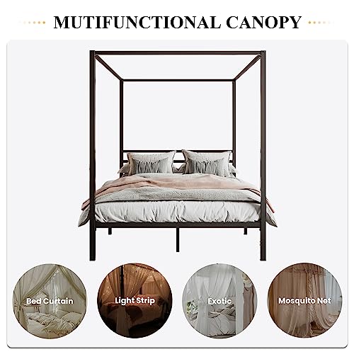 Queen Metal Slatted Bed Frame Black, view 4