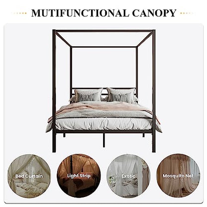 Queen Metal Slatted Bed Frame Black, view 4