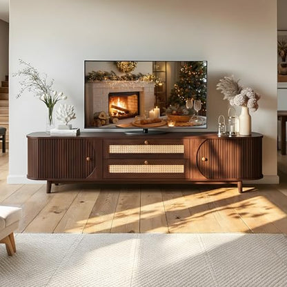 Modern Fluted TV Stand for 75" TVs, Mid-Century Entertainment Center, view 4