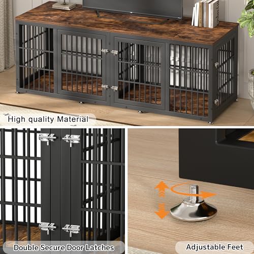 78" Heavy Duty Double Dog Crate Furniture for Large/Medium Dogs, view 4