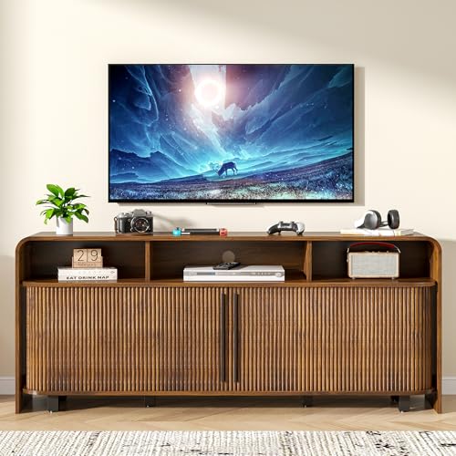 Walnut TV Stand for 65 70 75 Inch TV, view 4