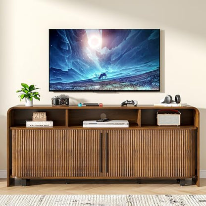 Walnut TV Stand for 65 70 75 Inch TV, view 4
