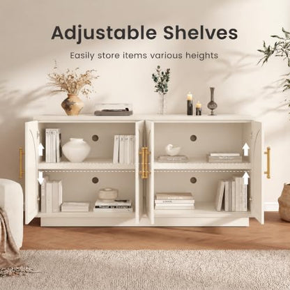 Arden 118" W Modern Sideboard Buffet Cabinet with Storage, Beige Grey, view 4