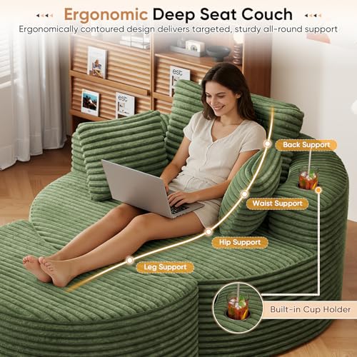 Oversized Round Chaise Longue Chair with Ottoman, view 7