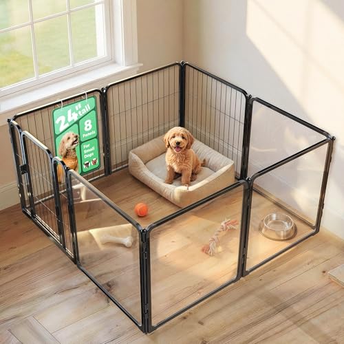 AuraSpace Pro Acrylic & Wire Mesh Indoor Dog Playpen, 24" H, 8 Panels, view 2