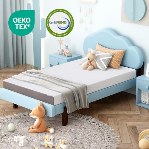 Memory Foam Mattress, Soft Plush Feel, Breathable, 6 Inch, Twin, White/Grey, view 4